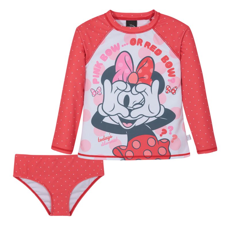 DISNEY - Traje de Baño Niña Set UV50 MLarga Minnie Disney - Rojo