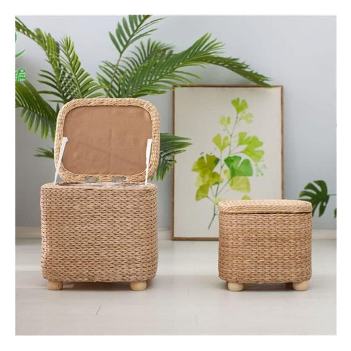 GENERICO - Set 2 Banco Piso Taburete con Almacenamiento Multifuncional