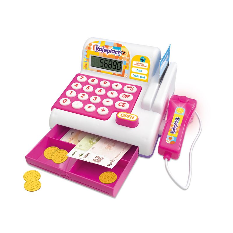 ROLEPLACE - Caja Registradora Juguete con Luz Sonido y Canasta