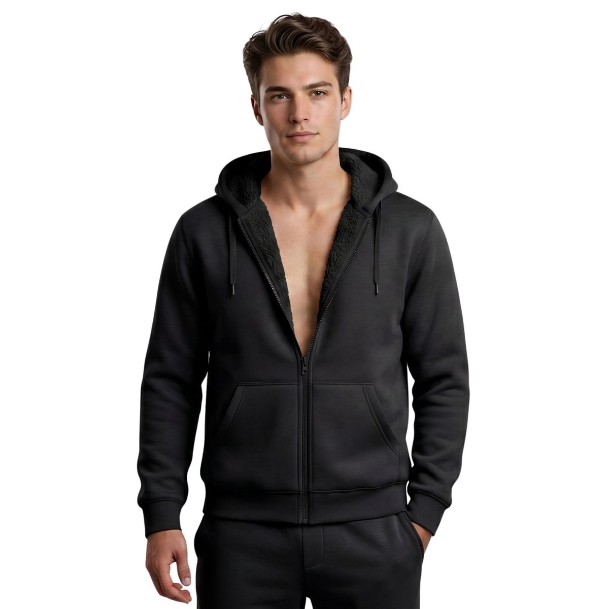 LOOK SHOP - Polerón Canguro Hombre Colores Forro Polar Capucha 807
