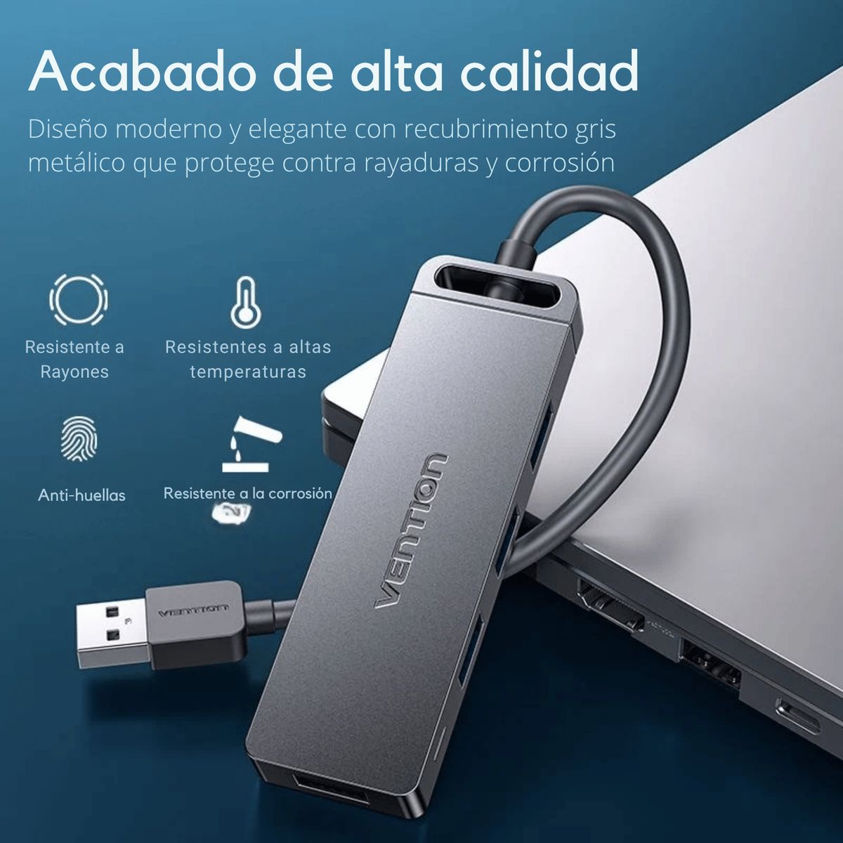 VENTION - Adaptador Usb 3.0 Vention Hub 4 En 1 Multipuerto Laptop P Negro