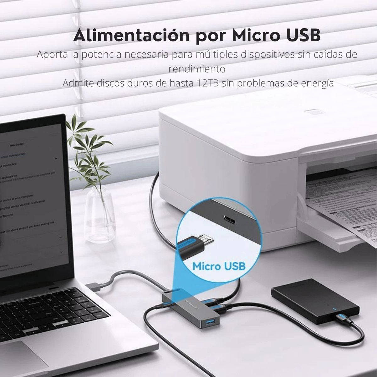 VENTION - Adaptador Usb 3.0 Vention Hub 4 En 1 Multipuerto Laptop P Negro
