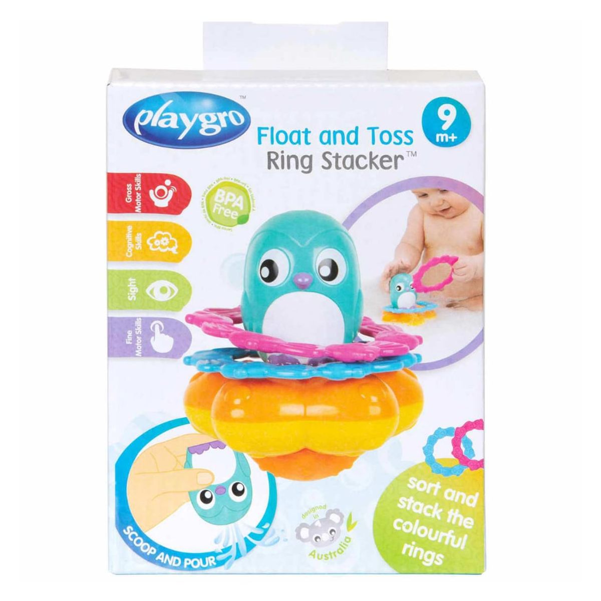 PLAYGRO - Juguete de Baño PLAYGRO Pingüino Flotante de Anillos