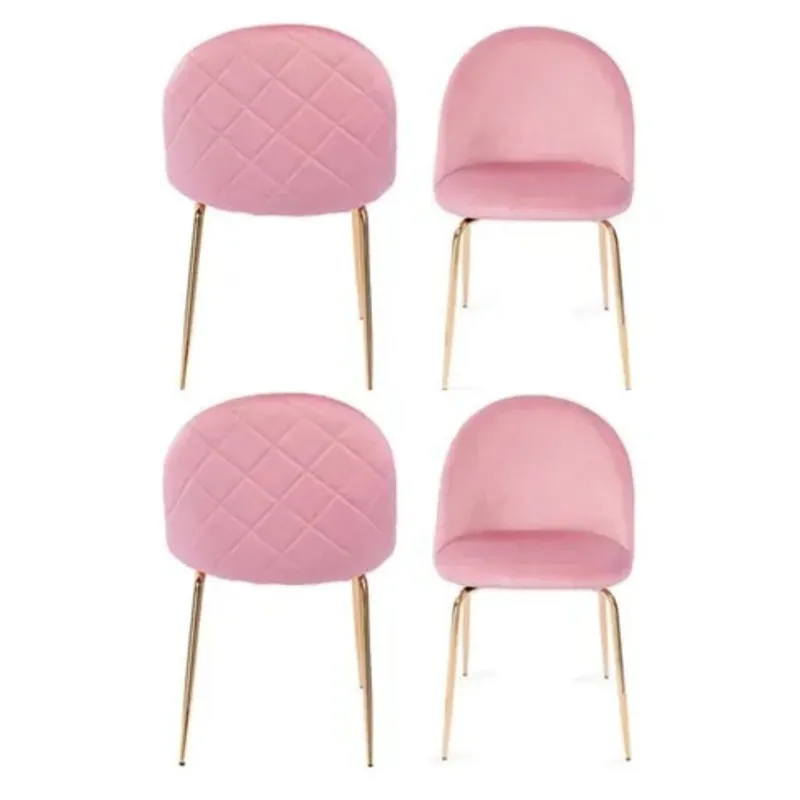 HABITA2 CHILE - Pack 4 Silla de terciopelo elegante living o comedor - Rosada