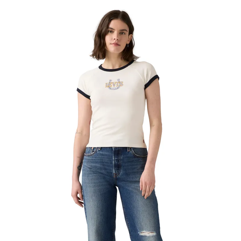 LEVIS - Polera Mujer Riley Raglan Tee Blanco Levis