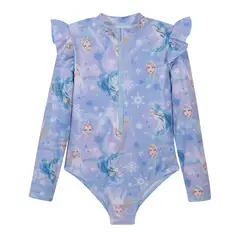 DISNEY - Traje de Baño Niña Entero UV50 MLarga Frozen - Celeste