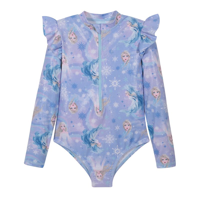 DISNEY - Traje de Baño Niña Entero UV50 MLarga Frozen Disney - Celeste