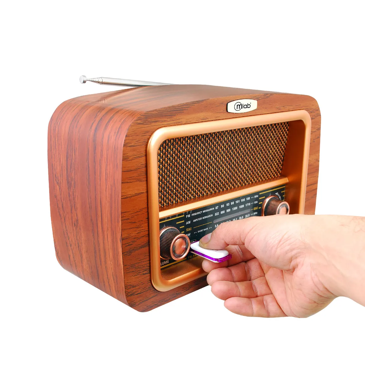 MLAB - Radio Portatil Retro Mlab Nostalgic Recargable AMFM USB