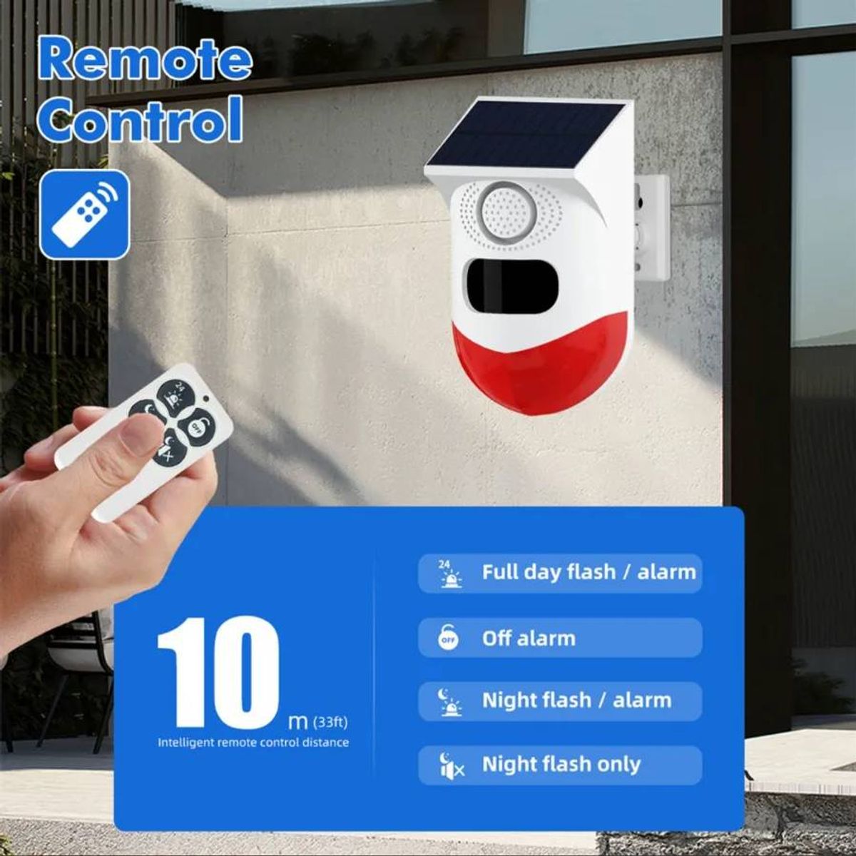 GENERICO - Alarma Solar Exterior 120dB con Sensor PIR y Control