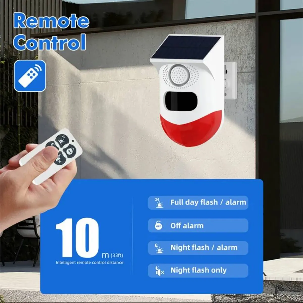 GENERICO - Alarma Solar Exterior 120dB con Sensor PIR y Control