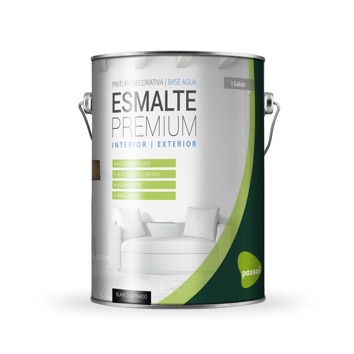 PASSOL - ESMALTE AL AGUA BLANCO SATINADO PREMIUM GALON