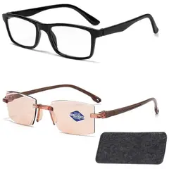 JM - Pack 2 Lentes Ópticos 1.00 Presbicia & Bifocal De Lectura Anteojos Set