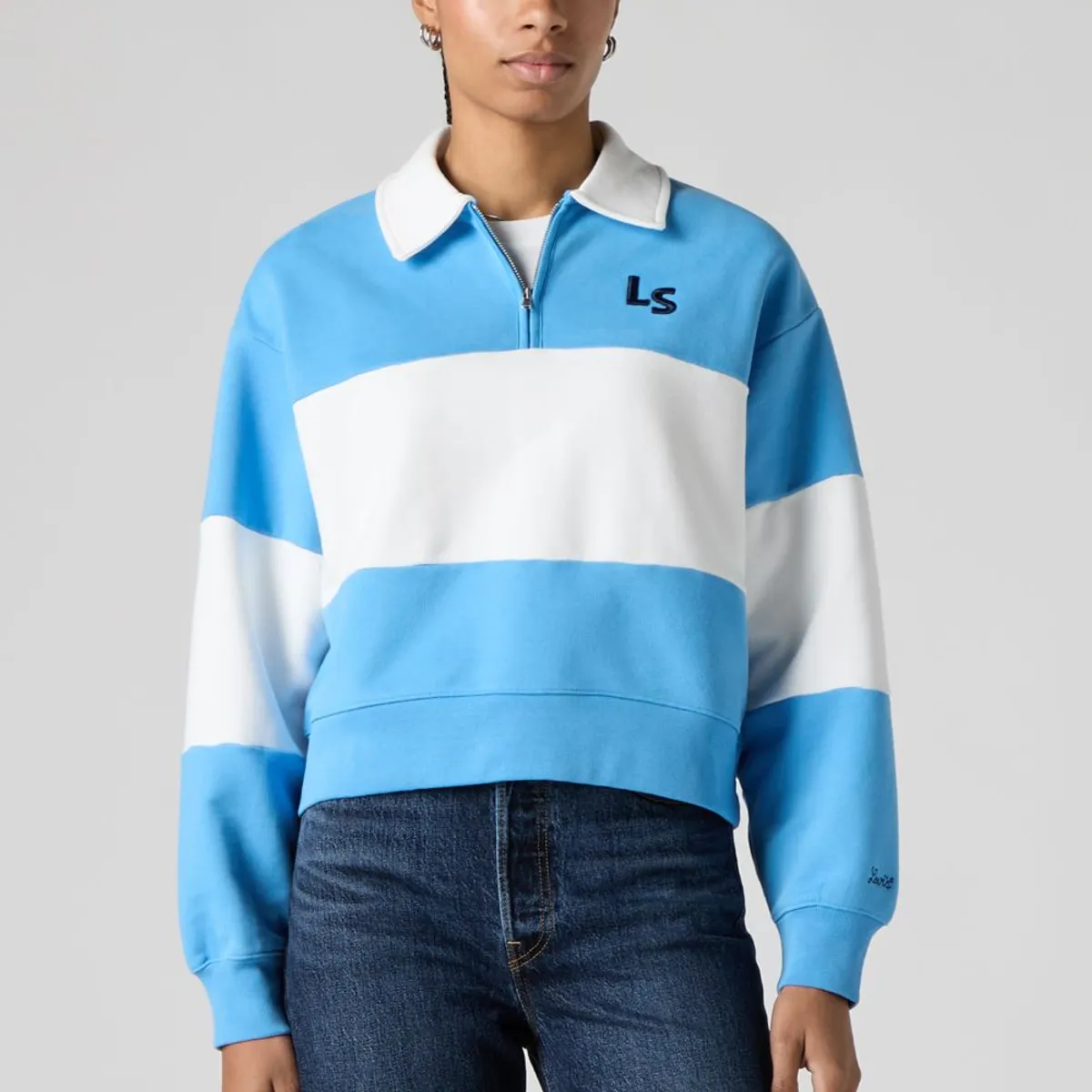 LEVIS - Polerón Mujer Banks 1/4 Zip Azul Levis