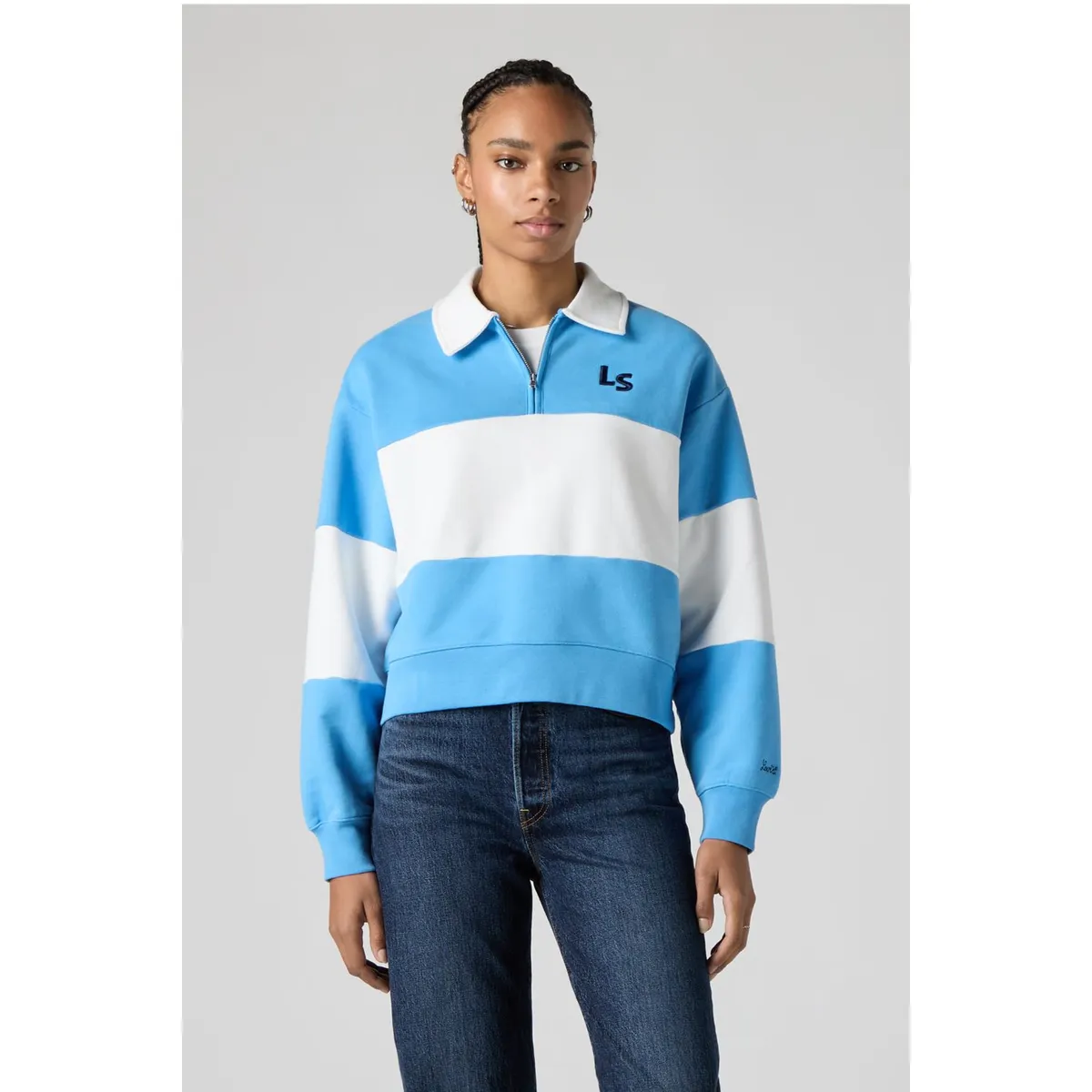 LEVIS - Polerón Mujer Banks 1/4 Zip Azul Levis