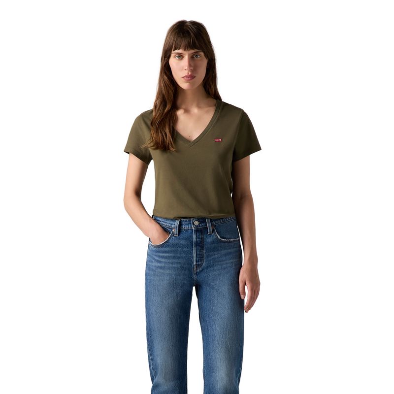 LEVIS - Polera Mujer Perfect Vneck Verde Levis