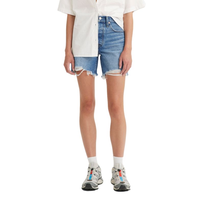 LEVIS - Shorts Mujer 501 Mid Thigh Short Celeste Levis