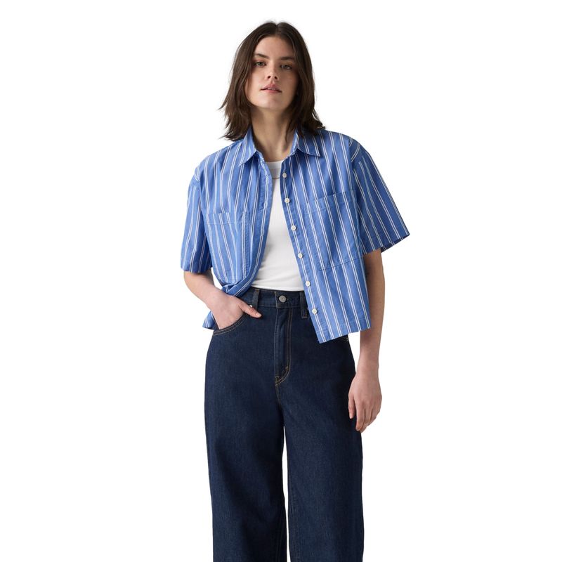 LEVIS - Blusa Mujer Harlie Cropped Shirt Celeste Levis