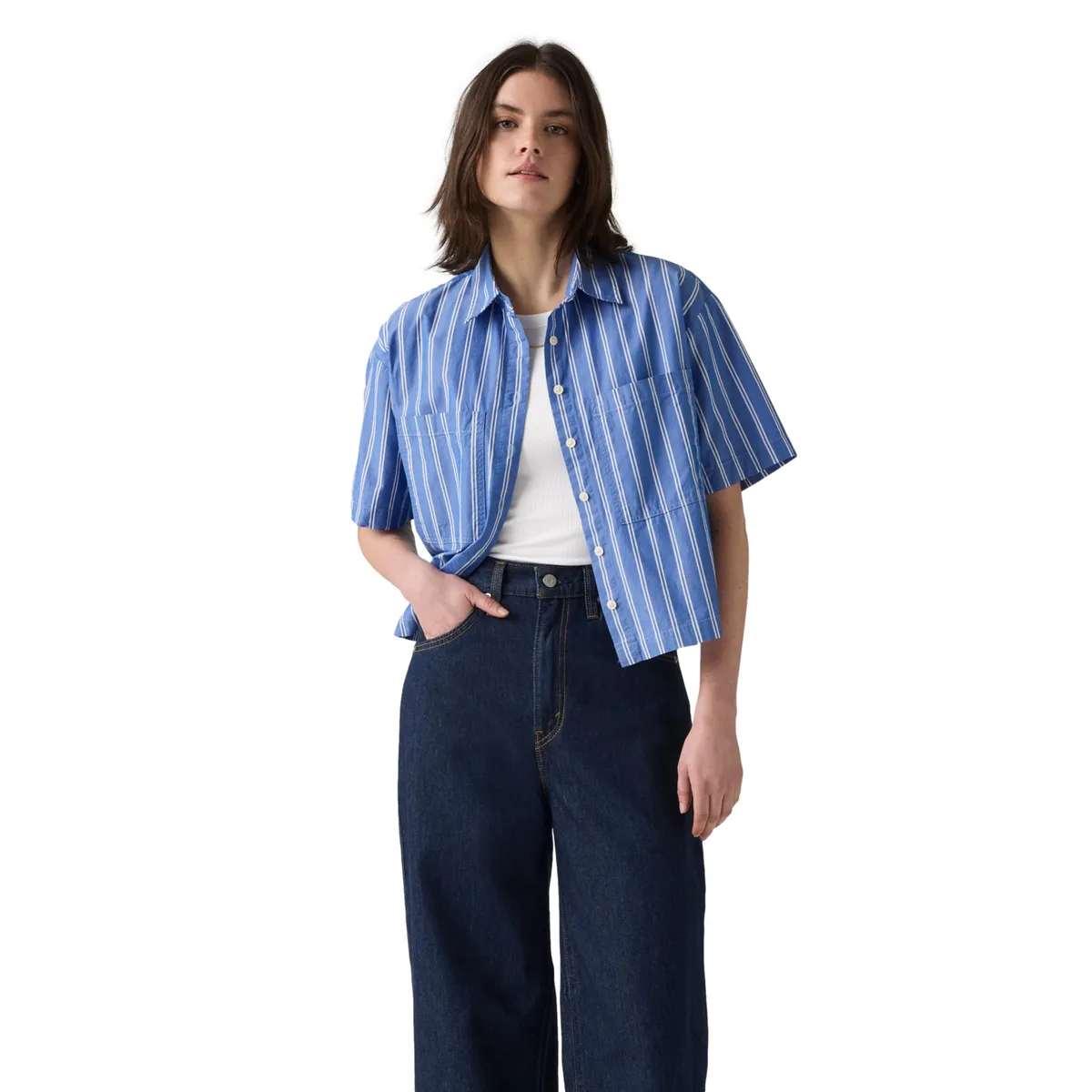 LEVIS - Blusa Mujer Harlie Cropped Shirt Celeste Levis