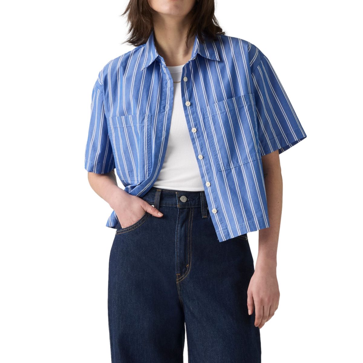 LEVIS - Blusa Mujer Harlie Cropped Shirt Celeste Levis