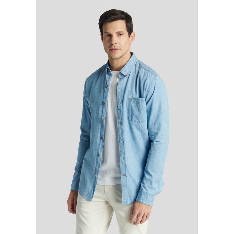NEW MAN - Camisa Banburry Heritage Azul New Man