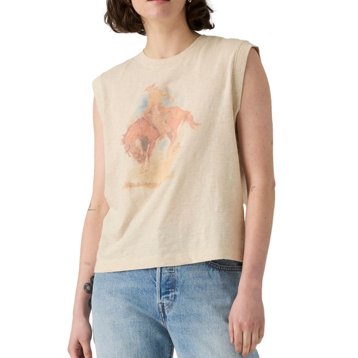 LEVIS - Polera Mujer Boxy Tank Beige Levis