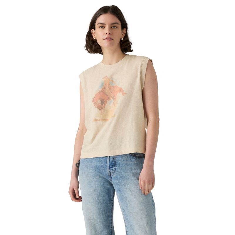 LEVIS - Polera Mujer Boxy Tank Beige Levis