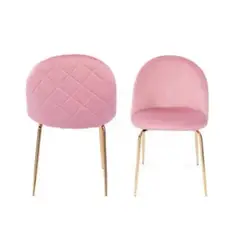 HABITA2 CHILE - Pack 2 Silla de terciopelo elegante living o comedor - Rosado