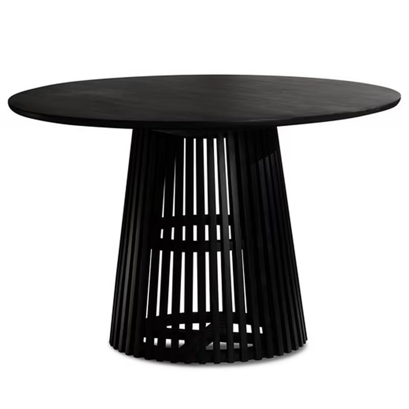 JAVIMATE - Mesa Redonda De Comedor 120 Cm Madera Natural Base Estilo Rejilla