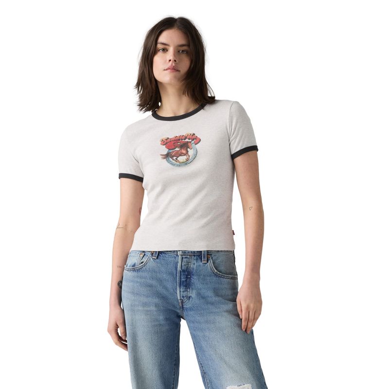 LEVIS - Polera Mujer Graphic Ringer Rickie Blanco Levis