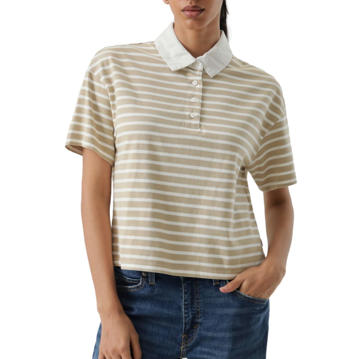 LEVIS - Polera Mujer Aries Rubgy Polo Beige Levis