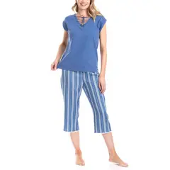 LADY GENNY - Pijama Capri a Rayas Mujer