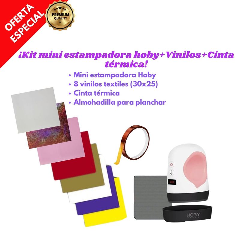GENERICO - Kit Mini Estampadora + Vinilos + Cinta Térmica