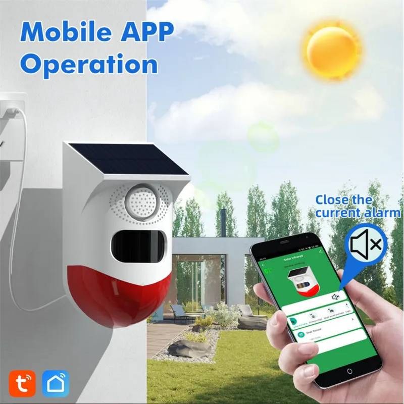 GENERICO - Alarma Solar Inteligente WiFi + Control Remoto PIR Exterior 120 dB