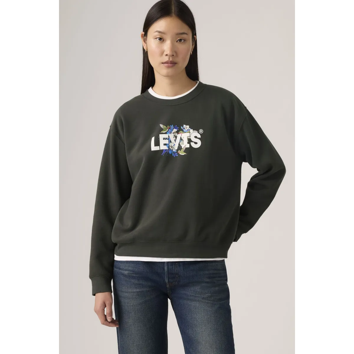 LEVIS - Polerón Mujer Everyday Crew Negro Levis