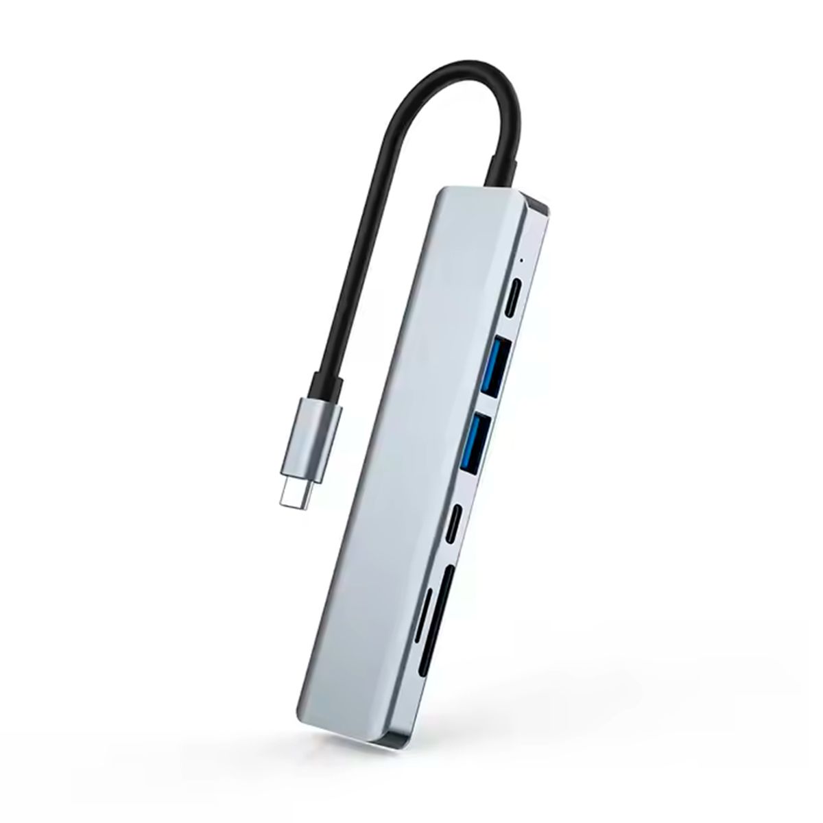 GENERICO - Adaptador Lector Hub Type C 7 En 1 Usb 3.0 Hdmi 4k Multipuerto Usb