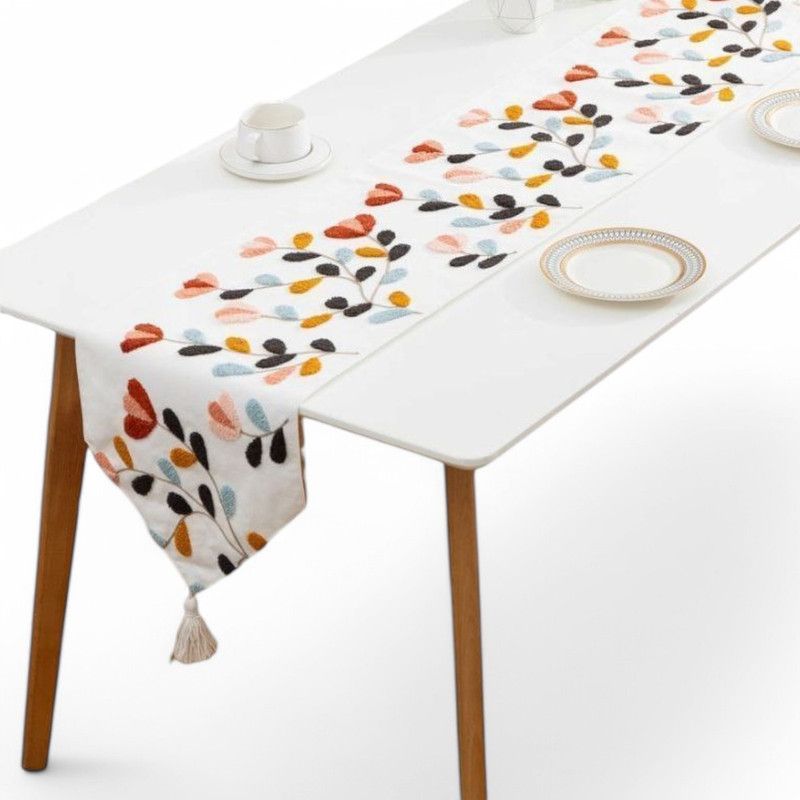 GENERICO - Camino De Mesa Bordado Medida 32x180cm Corredor De Mesa Poliéster