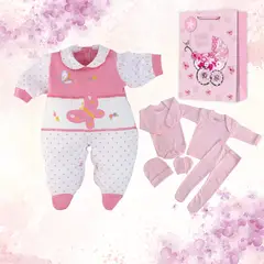 ENCANTO - Ajuar Bebe Con Osito Enterito Algodón Colores Set Regalo