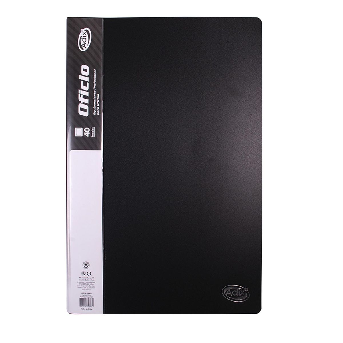 ADIX - Carpeta Adix con 40 Fundas Color Negro (Oficio)