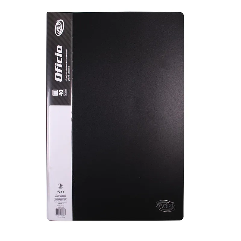 ADIX - Carpeta Adix con 40 Fundas Color Negro (Oficio)