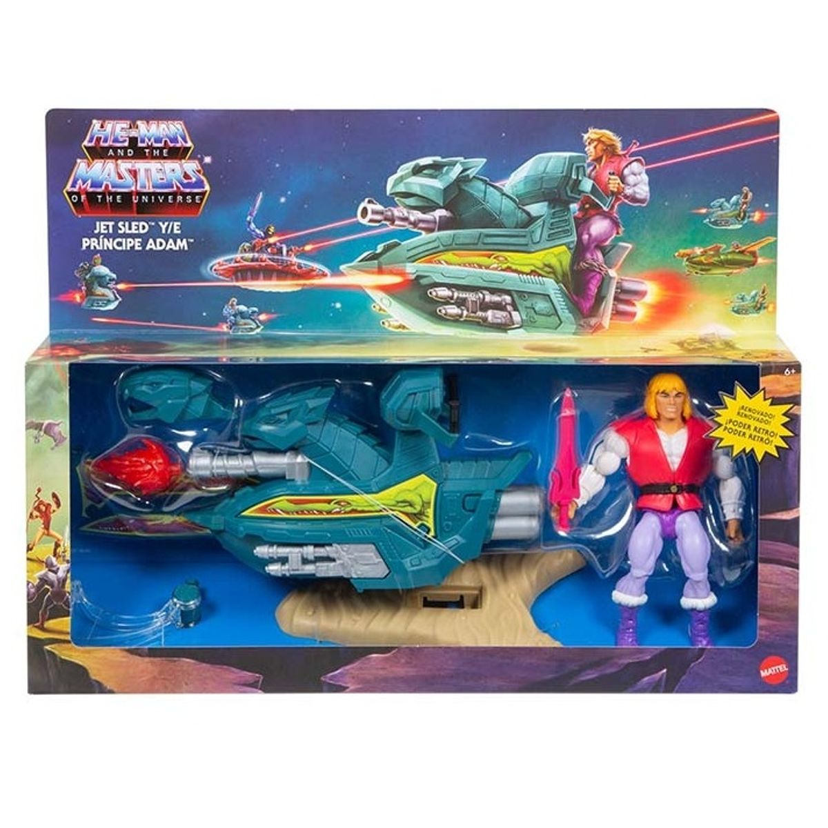 MATTEL - Figura MOTU He-Man Jet Sled & Principe Adam