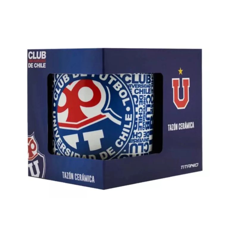 U DE CHILE - Tazon Ceramica 325ml U de Chile Fanaticos Futbol Con Caja Color Azul