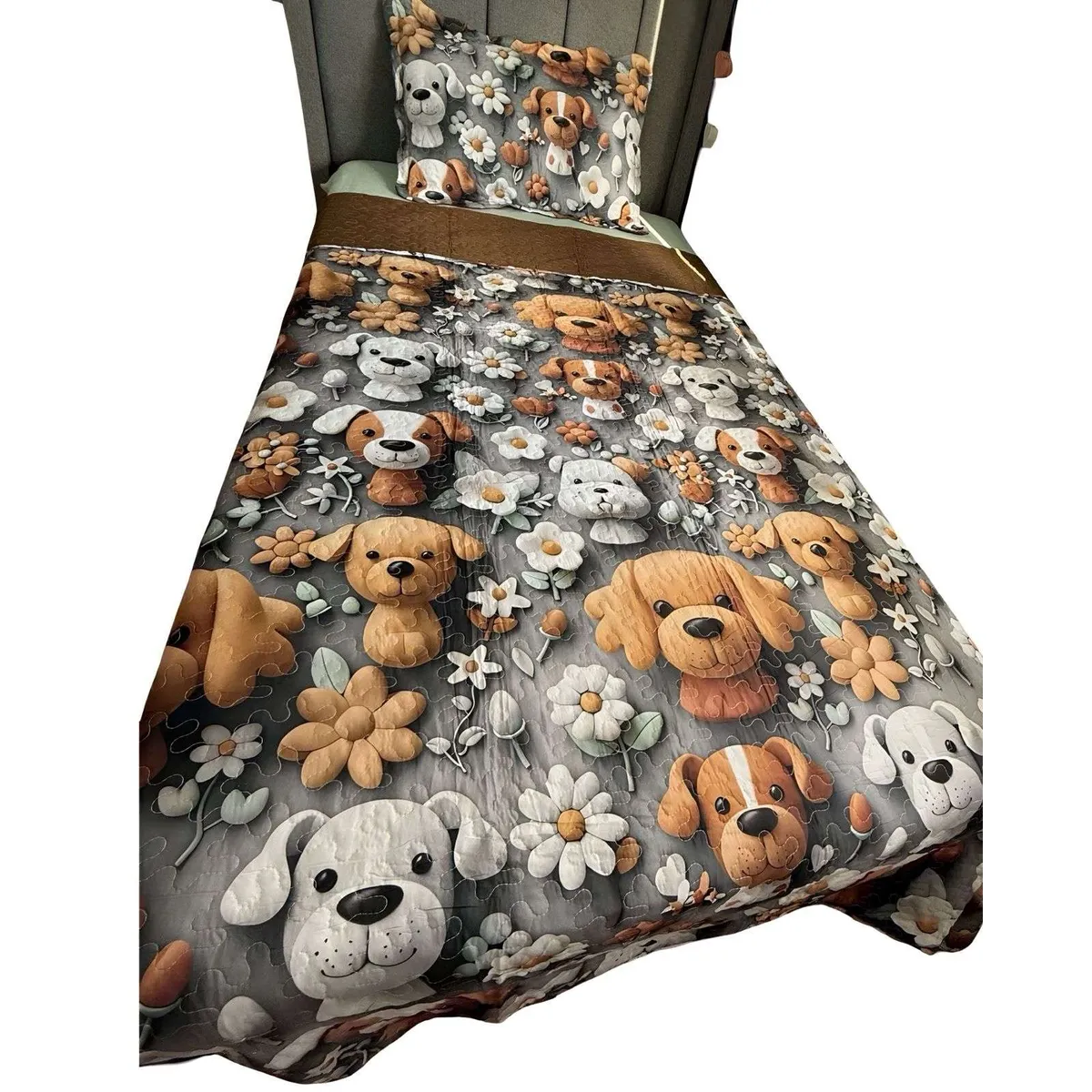 GENERICO - CUBRECAMA QUILT DE VERANO NIÑA NIÑO INFANTIL PERRO