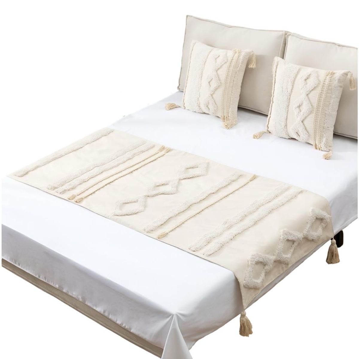 GENERICO - JUEGO DE PIECERA DE CAMA CON 2 FUNDAS MODELO BOHO