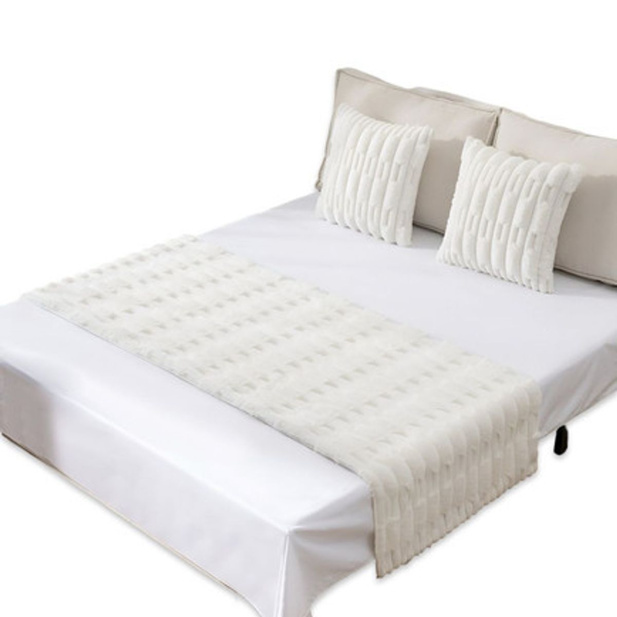 GENERICO - JUEGO DE PIECERA DE CAMA MAS 2 COJIN CON FUNDAS MODELO BAMBÚ BLANCO