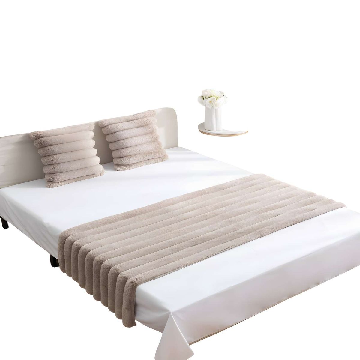 GENERICO - JUEGO DE PIECERA CON DOS FUNDAS DE COJIN MODELO LINEAL KING CAFÉ