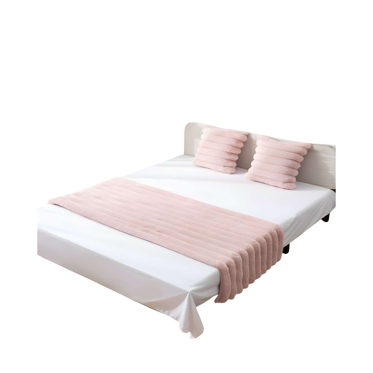 GENERICO - JUEGO DE PIECERA CON DOS FUNDAS DE COJIN MODELO LINEAL KING ROSA