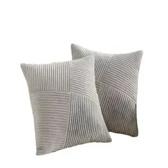 GENERICO - PACK DE 2 FUNDAS DE COJIN FELPA GRIS