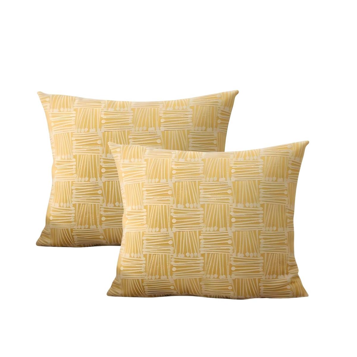 GENERICO - PACK DE 2 FUNDAS DE COJIN CUADROS AMARILLO