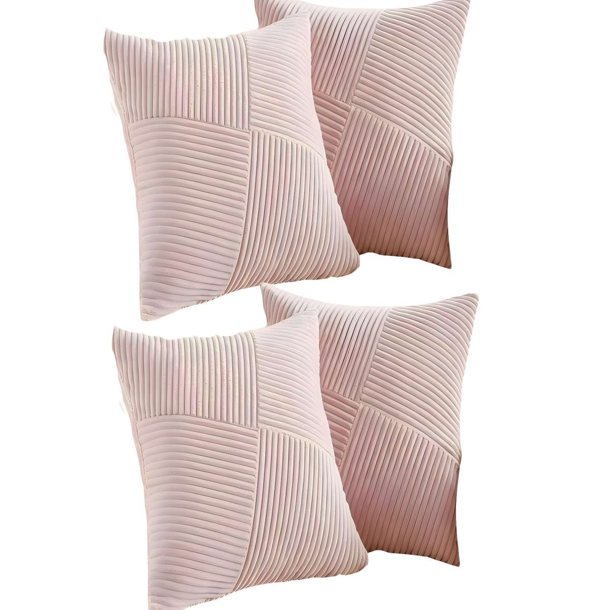 GENERICO - PACK DE 4 FUNDAS DE COJIN FELPA ROSA