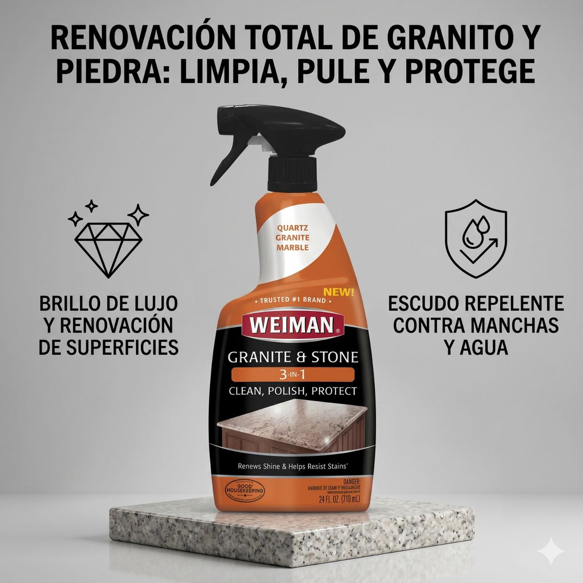 WEIMAN - Limpiador Granito Y Piedra 3 En 1 Weiman 710ml